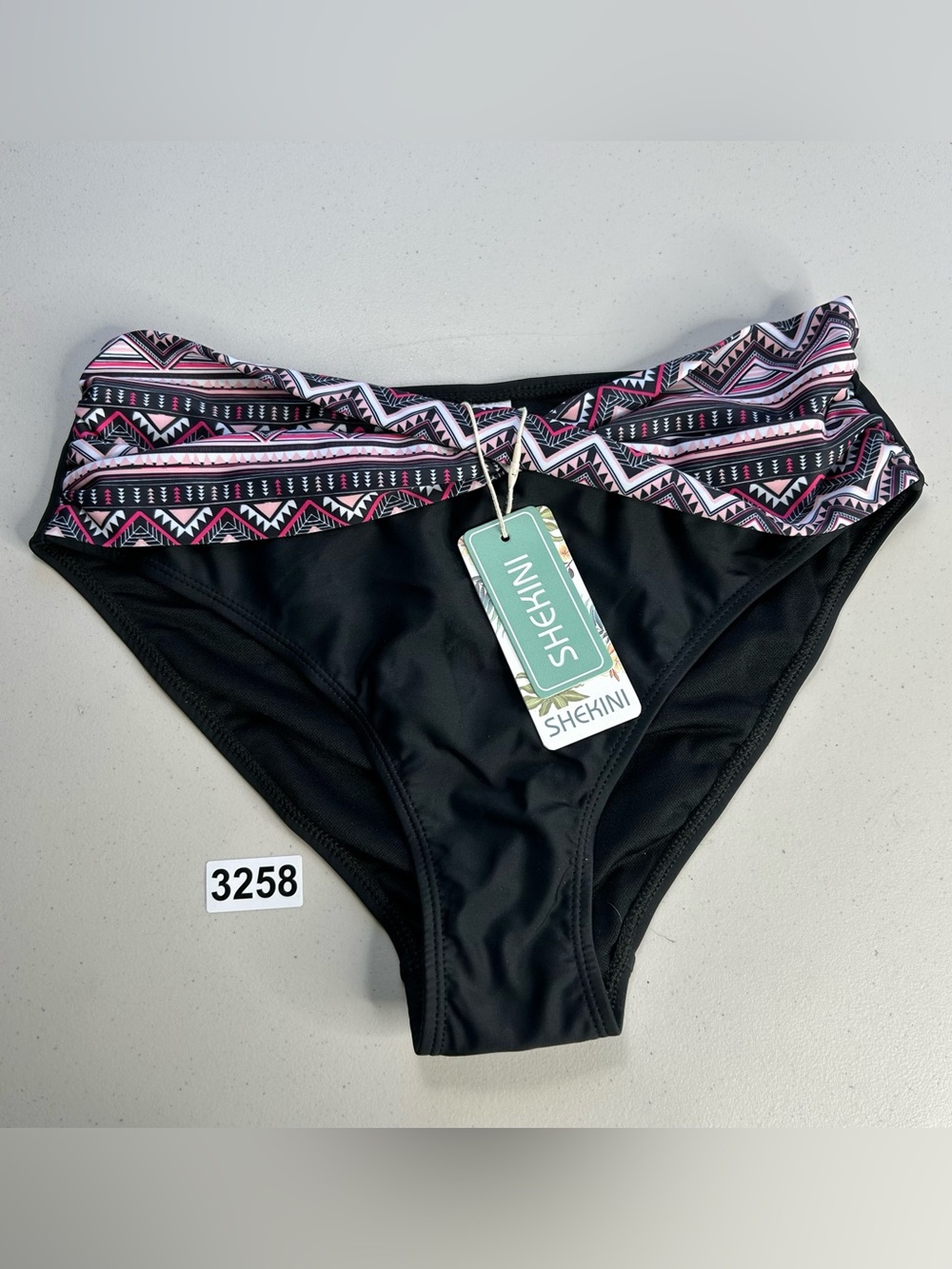 Shekini Women's Bikini Bottom Medium Ruched Foldover Swimsuit High Waisted New